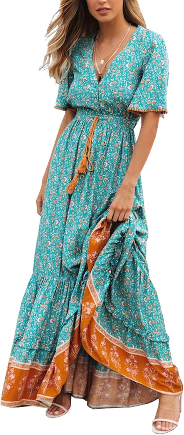 R.Vivimos Womens Summer Cotton Floral Print Midi Dress Review