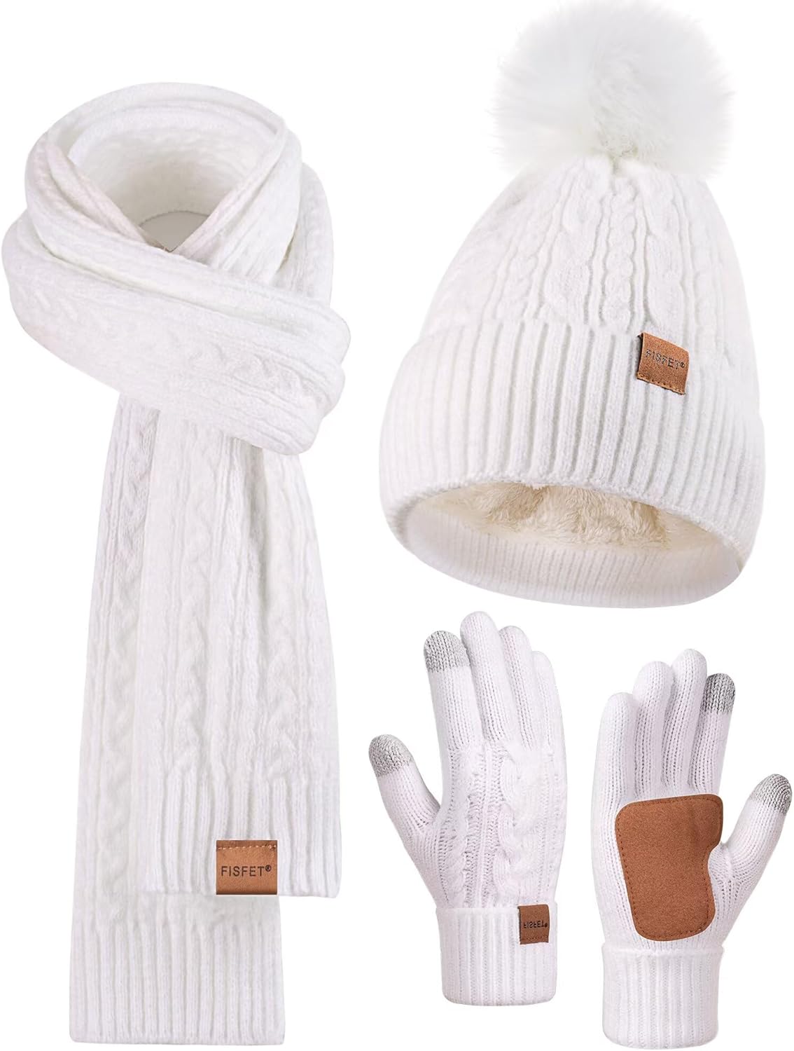 Winter Beanie Hat Scarf Gloves Set for Women - Cozy 3 in 1 Gift