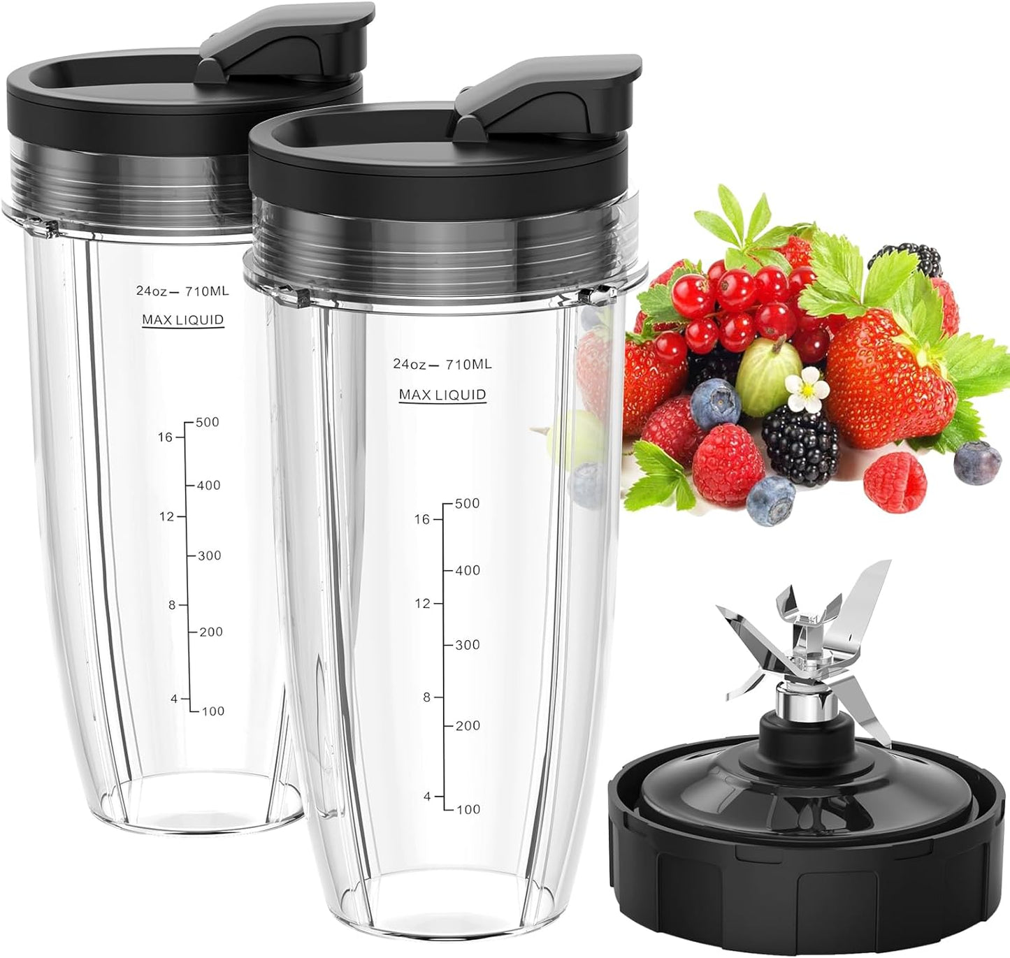 Enhanced Ninja Blender Set - 24oz Cups, To-Go Lids