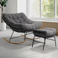 Patio Rocking Chair Outdoor & Indoor with Thick Cushion - Wood Texture