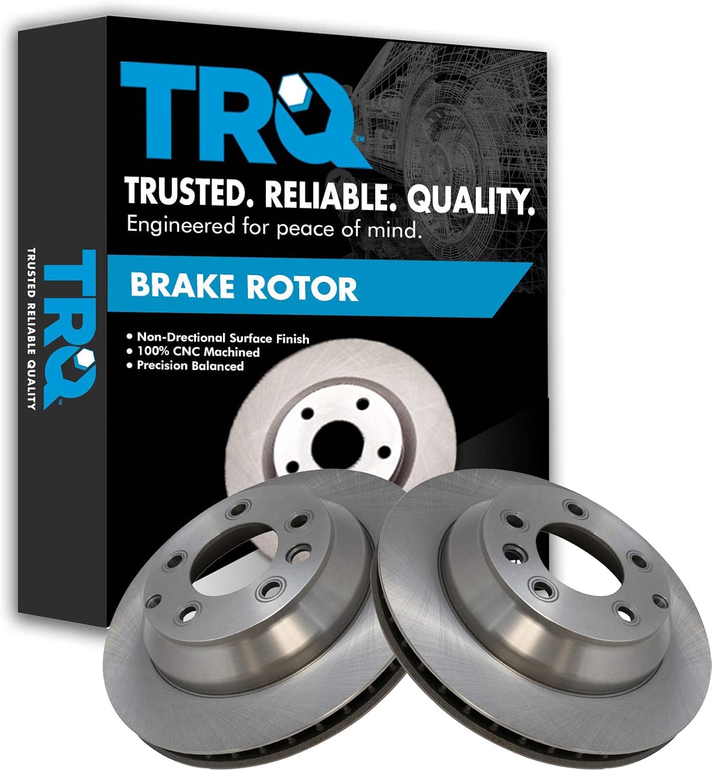 TRQ Rear Brake Rotors Set Vented for Audi Q7 Porsche Cayenne