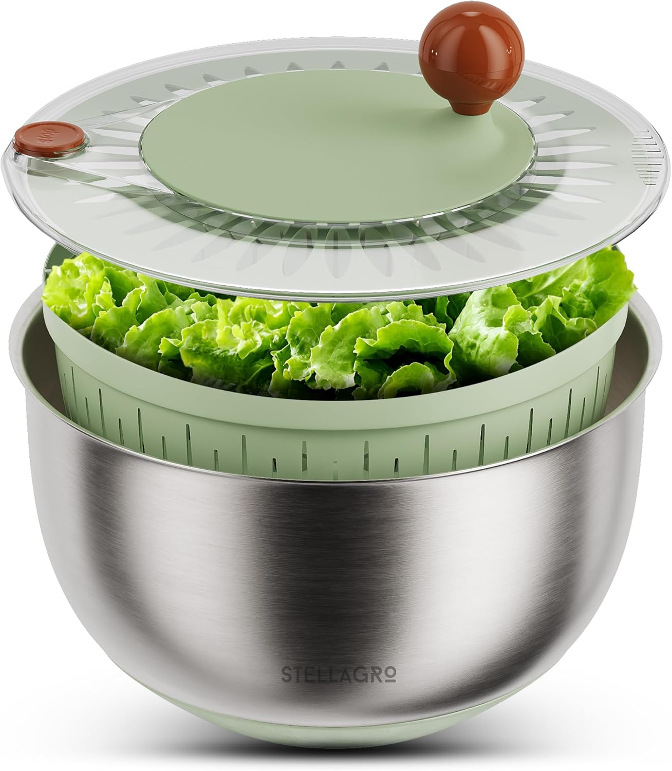 Stainless Steel Salad Spinner Large - Versatile Kitchen Tool