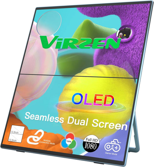 Virzen Triple Screen Portable Monitor: Seamless 1080P OLED Display!