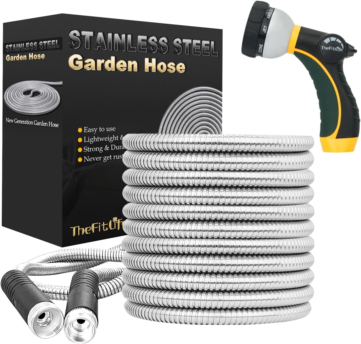 TheFitLife Flexible Metal Garden Water Hose - Durable 100 FT