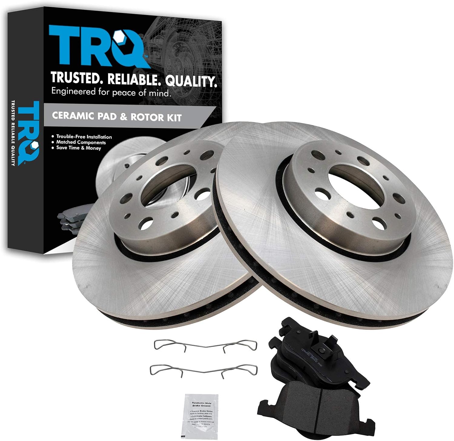 TRQ Front Brake Pad & Rotor Kit for Volvo S60, S80, V70, XC70