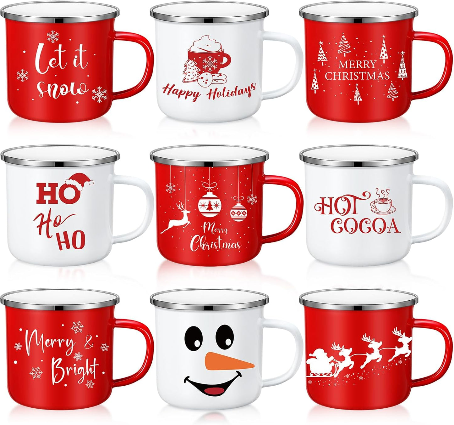 9 Pcs Christmas Mugs for Hot Chocolate and Coffee Gifts