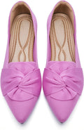 Flats for Womens Pointed Toe Ballet Flats with Bow - Dressy Knit