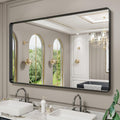 60X30 Inch Black Metal Framed Bathroom Mirror for Wall Decor