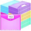 Binder Pockets for 3 Ring Plastic Envelopes Pocket Folders 100 Pack