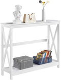 Wood Entryway Console Table 40in - Slim 2-Tier Console for Hallway