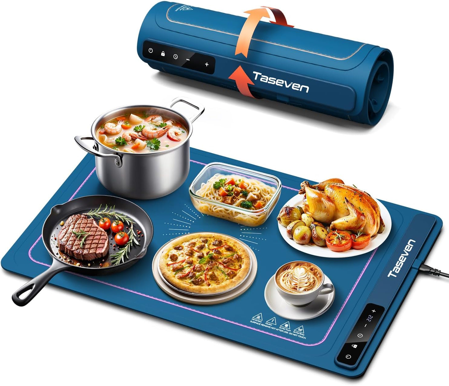 Food Warming Mat with 7 Temperature Settings for Easy Use