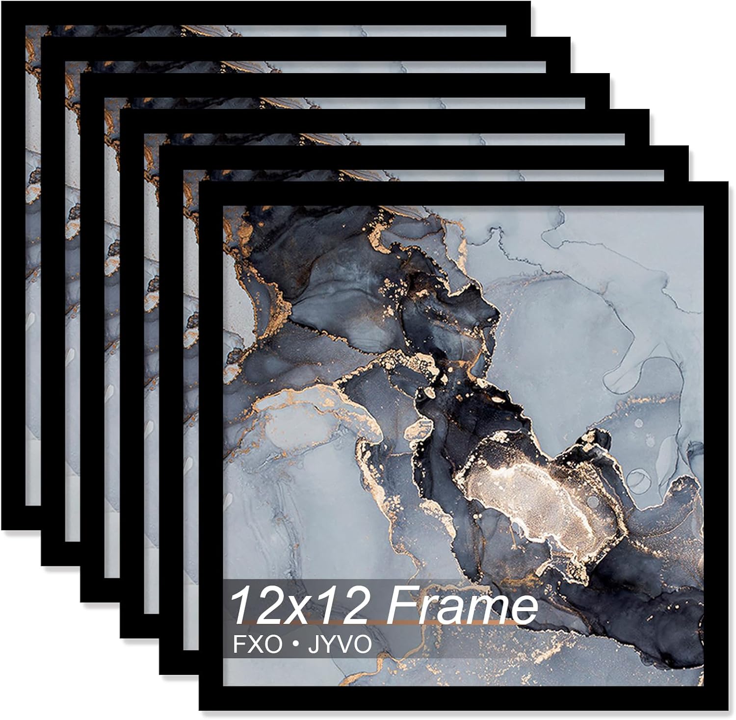12x12 Frame Set of 6 for Square Pictures - Black Frames