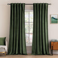 Velvet Curtains 108 in 2 Panels - Luxury Blackout Olive Green