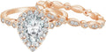 EAMTI 1.25CT Pear Teardrop CZ Sterling Silver Bridal Ring Set
