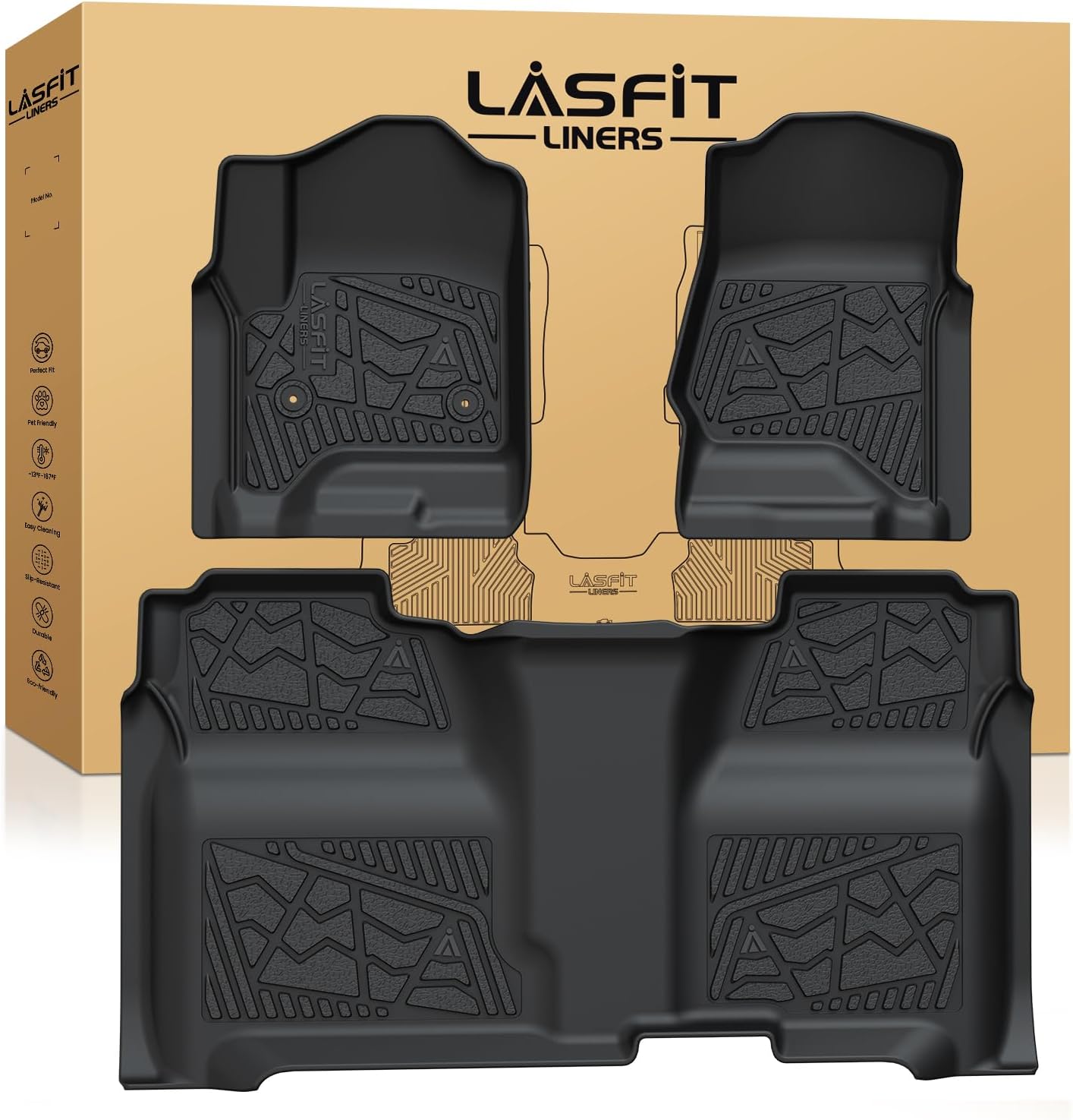 Custom Fit LASFIT Floor Mats for 2014-2019 Chevy Silverado/GMC