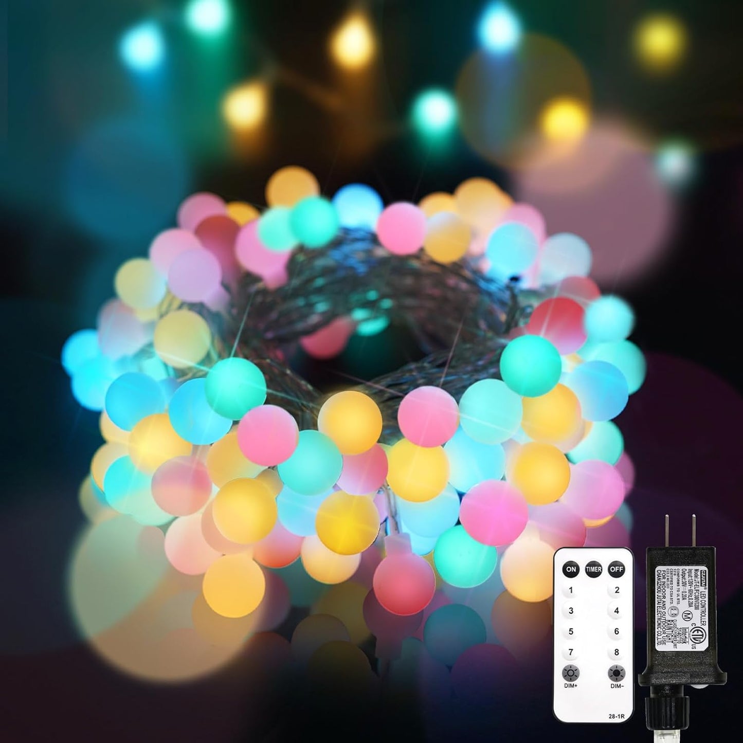 Suddus Pastel Christmas Lights - 66ft 200 LED Globe String Lights