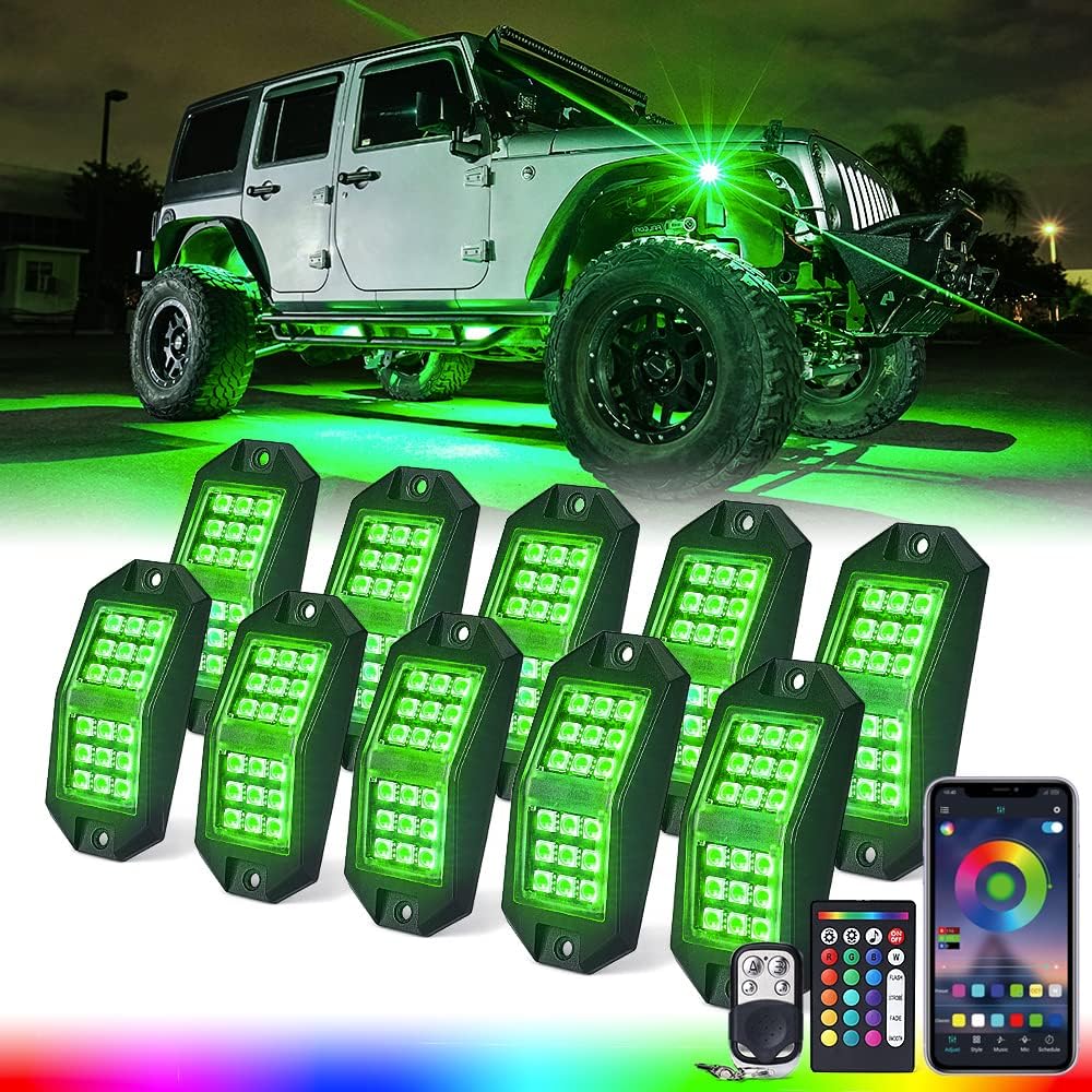 Xprite Jeep Rock Lights Kit with Bluetooth RGB LED for Off-Road