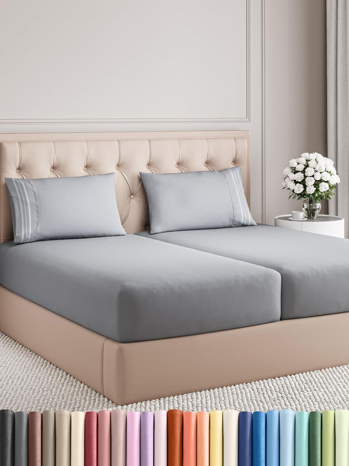 Split King Size 5 Piece Sheet Set - Comfy Breathable Cooling
