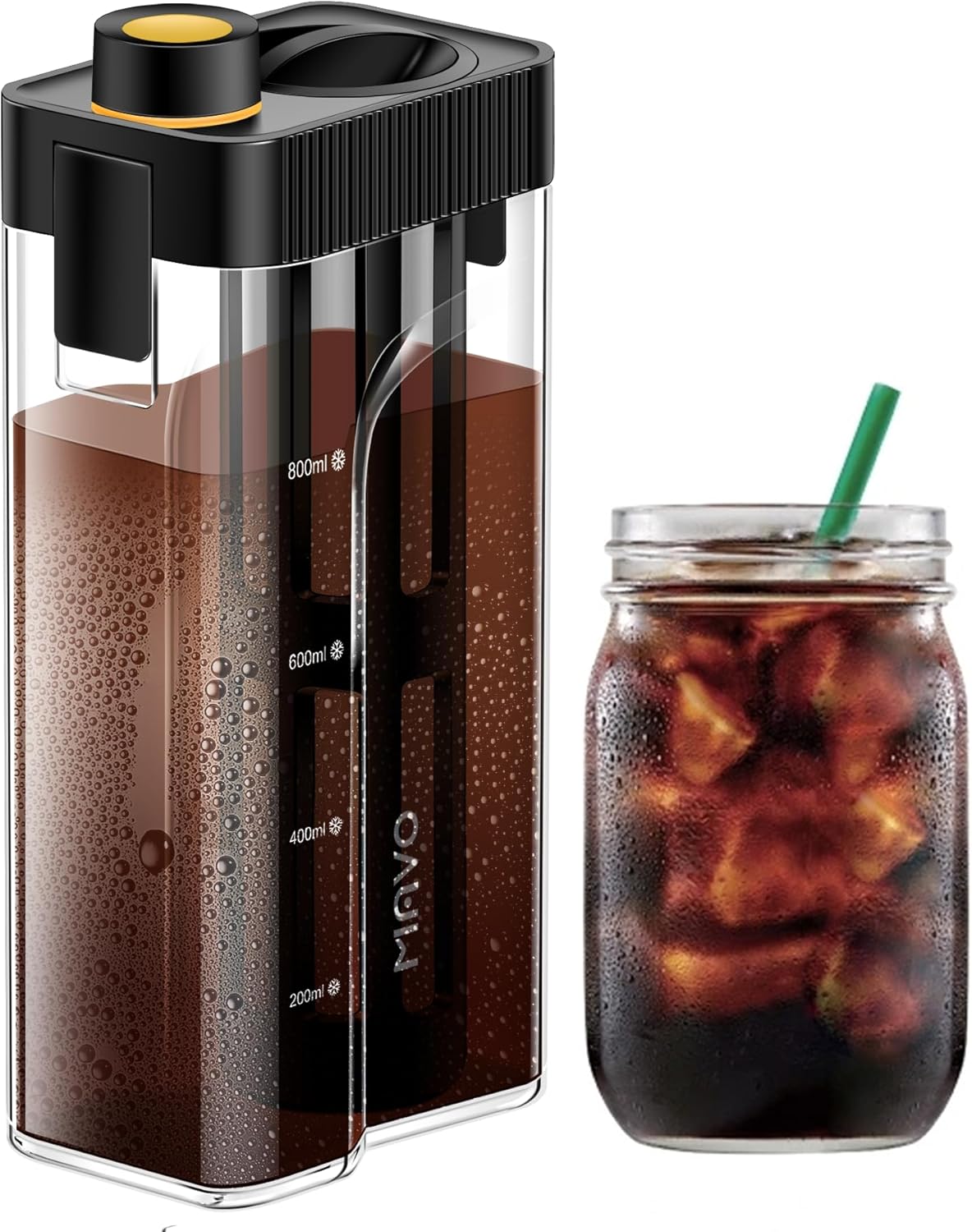 MAVO Cold Brew Coffee Maker - 34 oz BPA-Free Pitcher, Leak-Proof & Durable