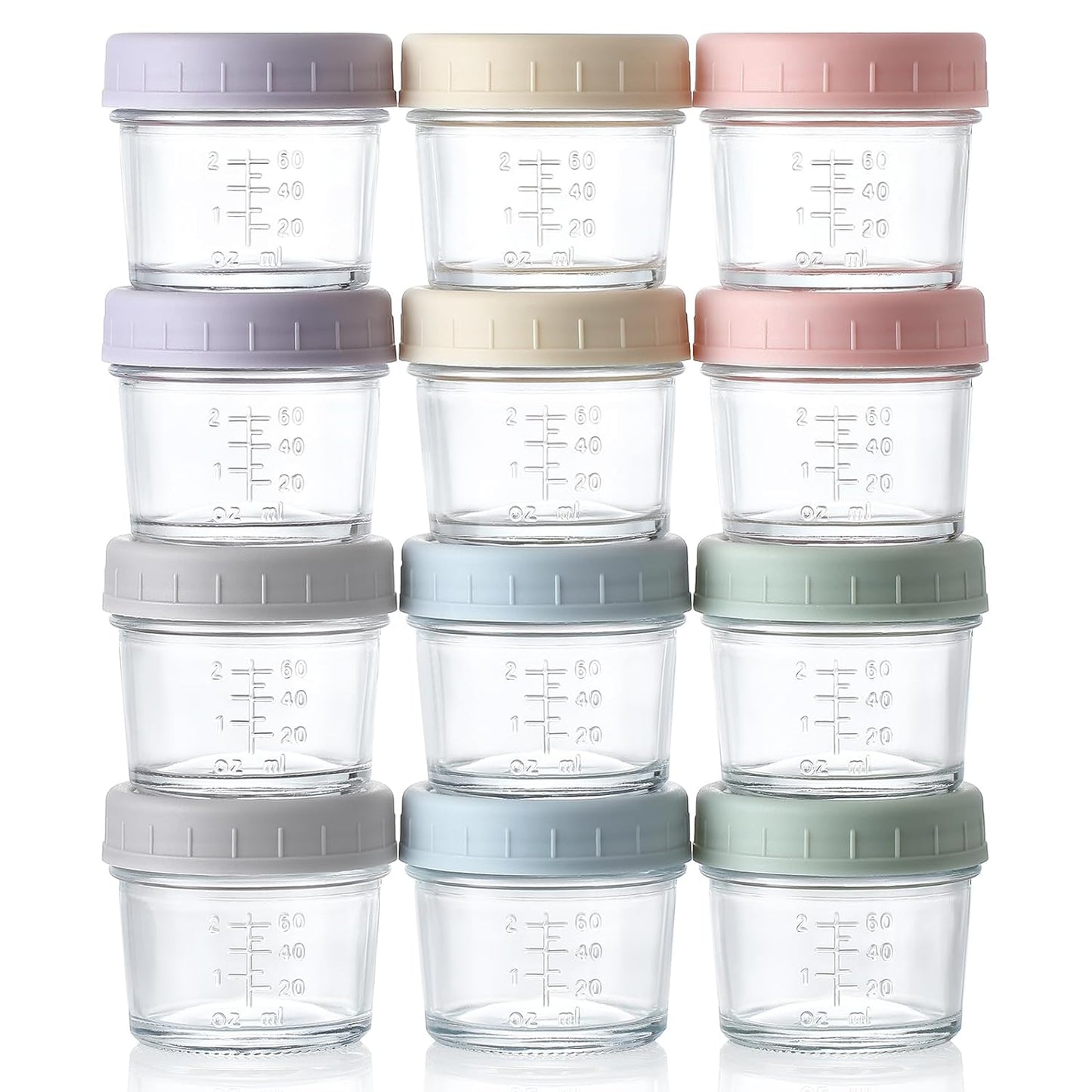 VITEVER 12Pack Glass Baby Food Containers - Safe & Convenient Storage