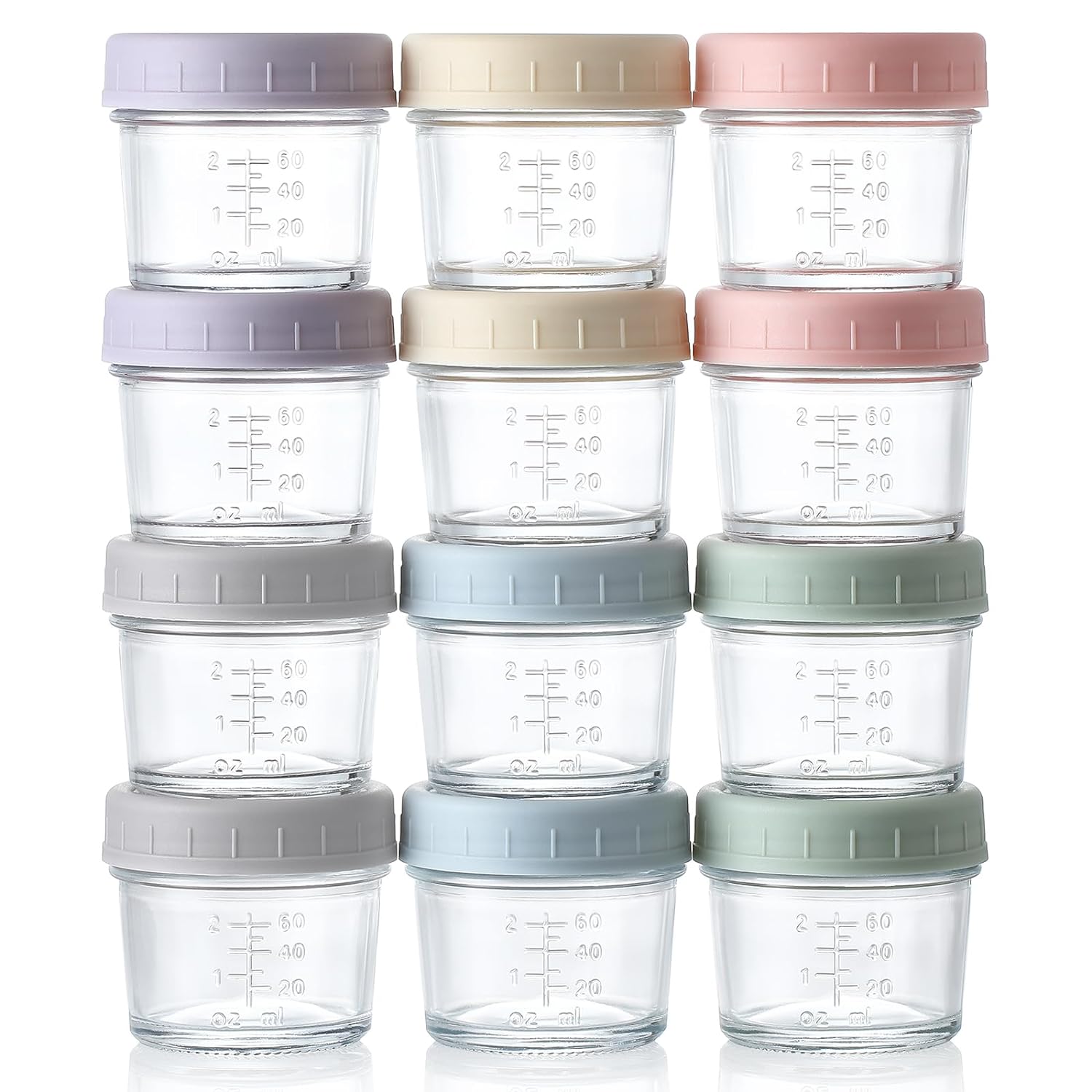 VITEVER 12Pack Glass Baby Food Containers - Safe & Convenient Storage