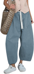 Barrel Jeans Women Cropped Cotton Wide Leg Pants - Comfortable Style