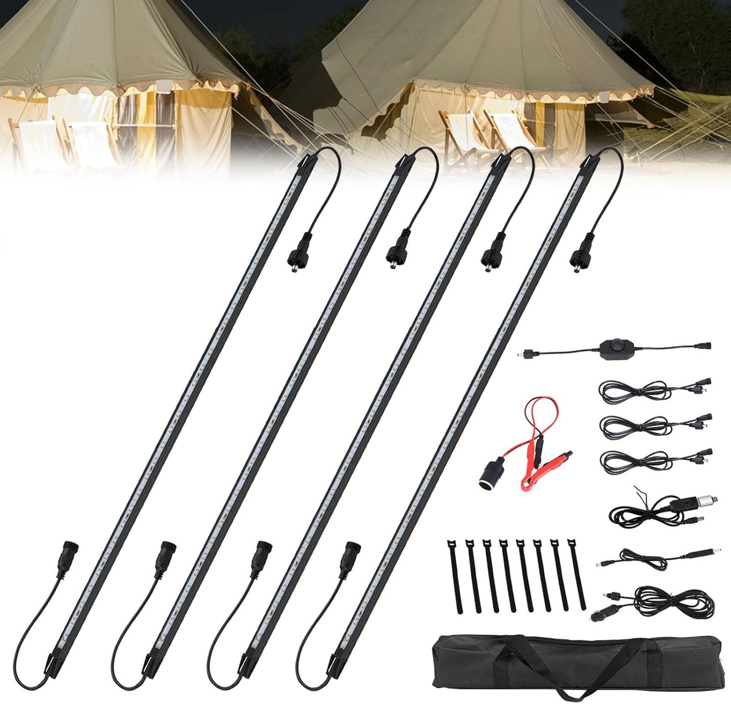 12V LED Interior Light Bar Kit for Camping and RV Use