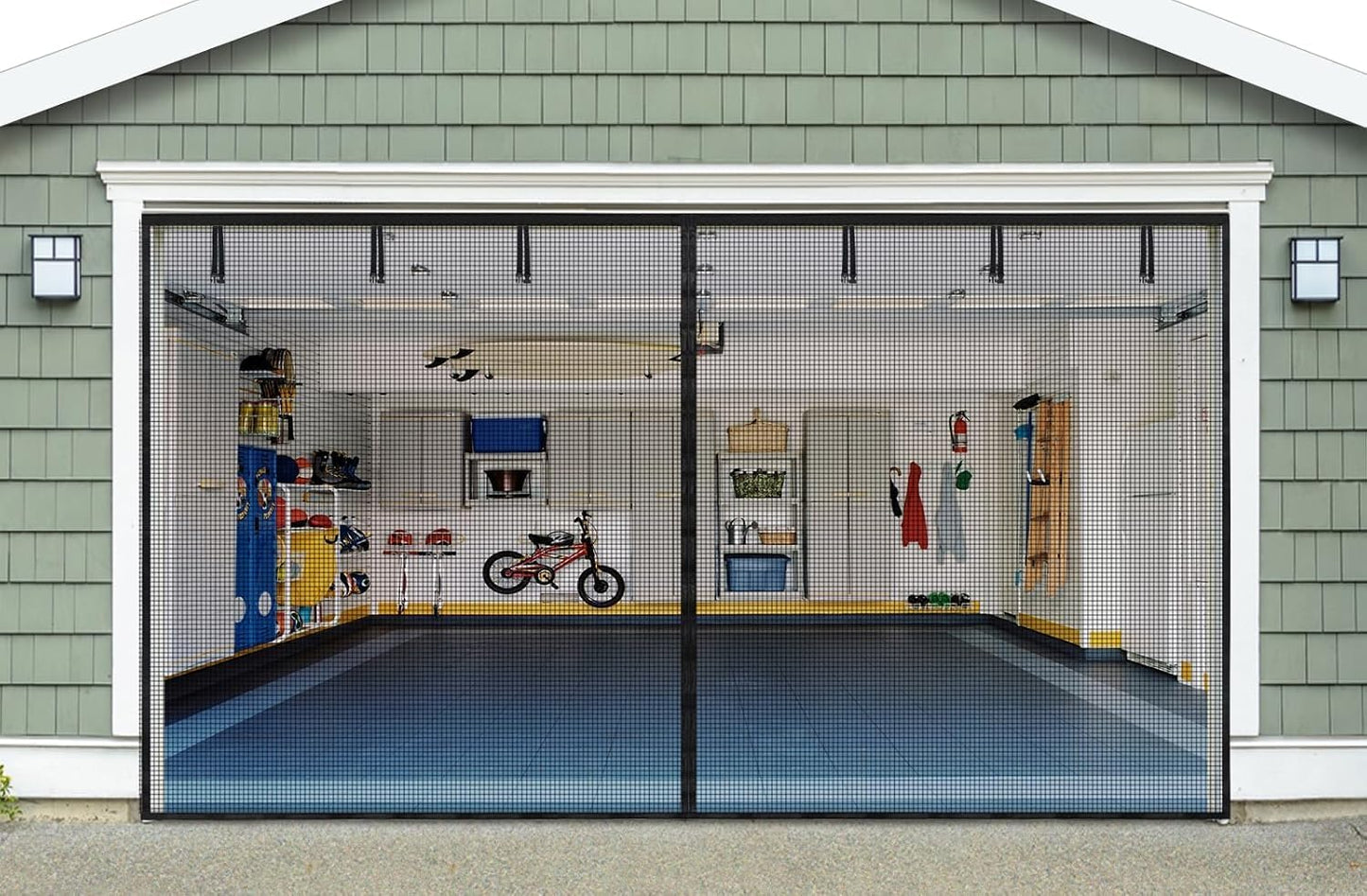 Magnetic Garage Door Screen for 2 Car 16x8FT - Heavy Duty