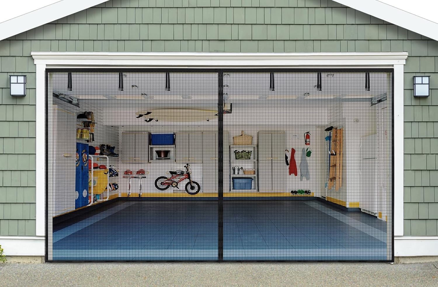 Magnetic Garage Door Screen for 2 Car 16x8FT - Heavy Duty