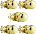 Probrico Interior Door Knobs Polished Brass 5 Pack - Keyless Passage