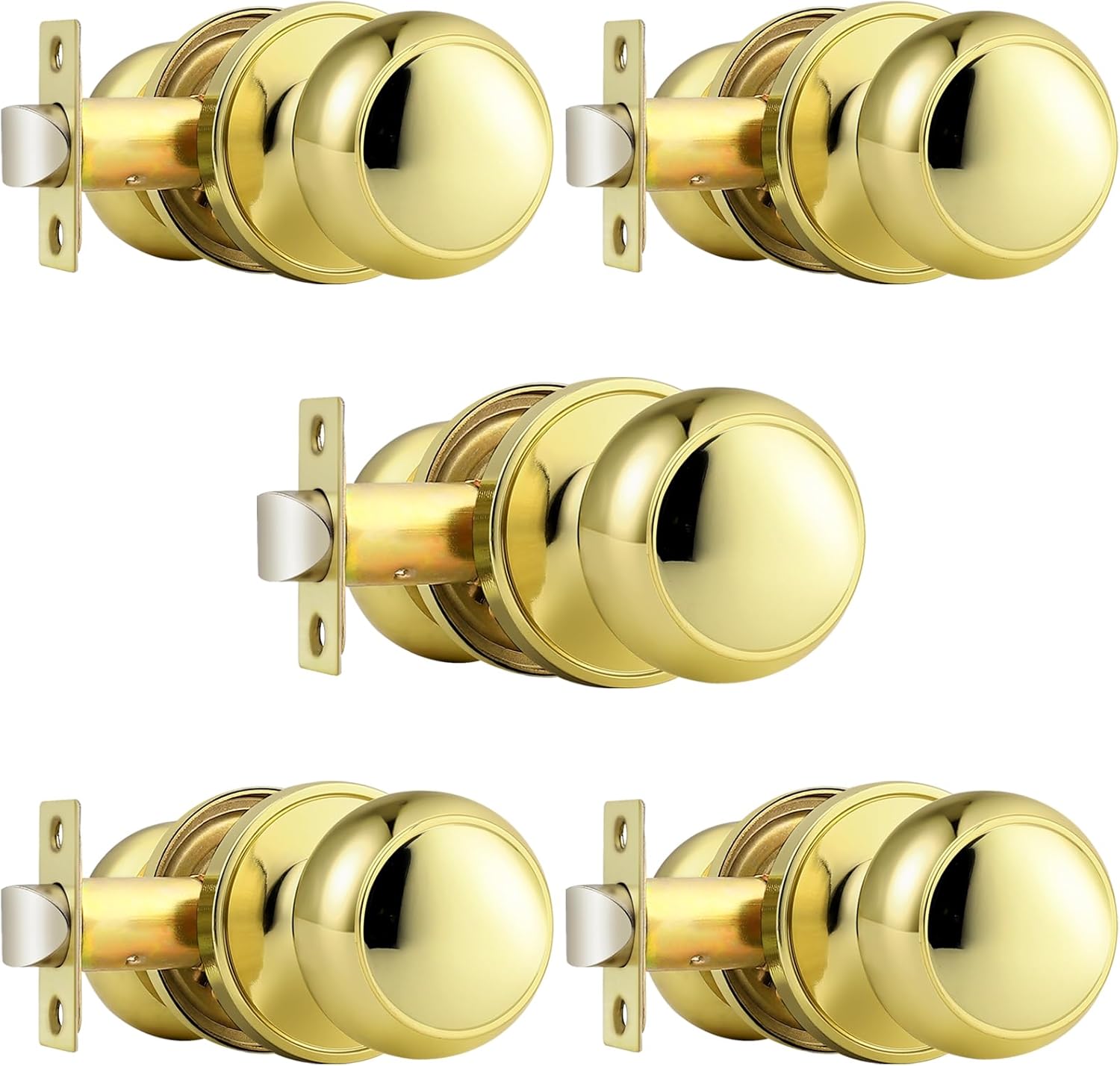 Probrico Interior Door Knobs for Closet Hallway, Keyless Gold