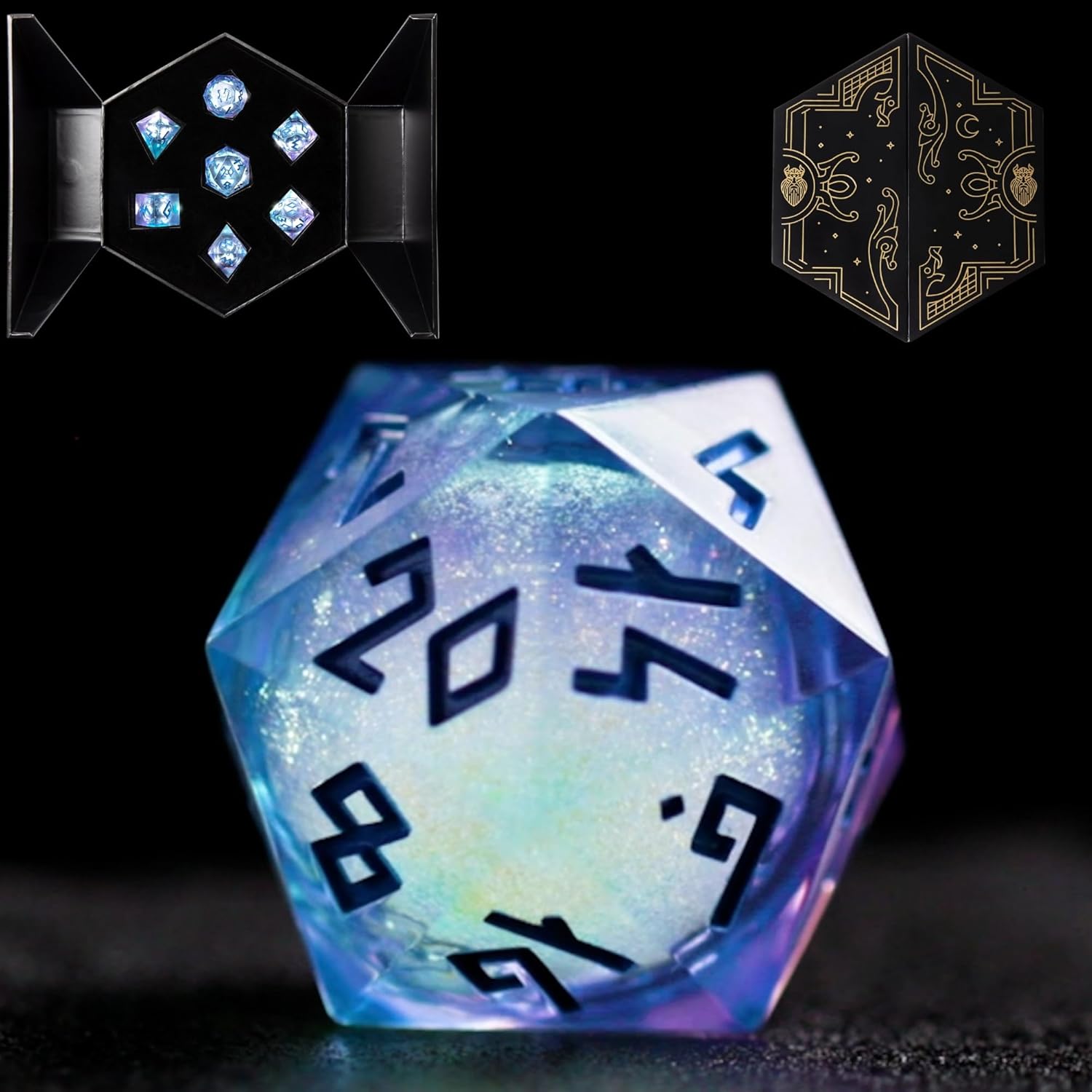 HEIMDALLR Liquid Core Dice Set with LED Display Case for D&D