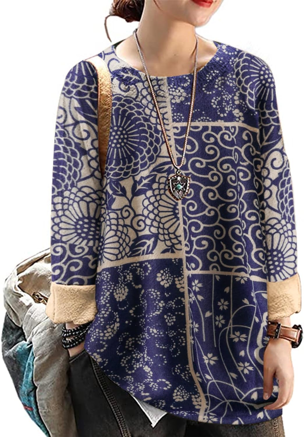 YESNO Women Christmas Sweater Graphic Printed Oversized Pullover