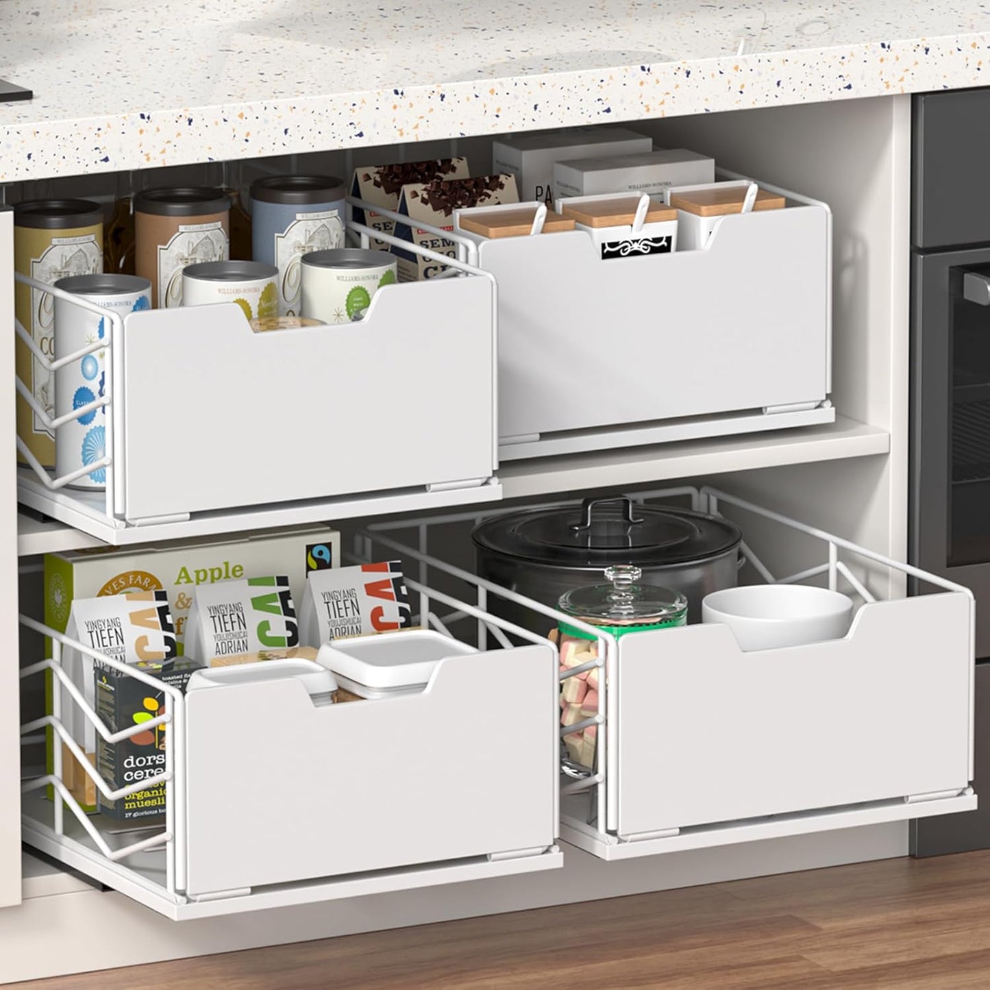 ZOINLIY Pull Out Cabinet Organizer for Kitchen and Bathroom