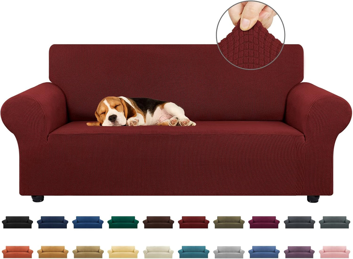 KEKUOU Stretch Loveseat Sofa Cover for 2 Cushion Couch 55-78 in