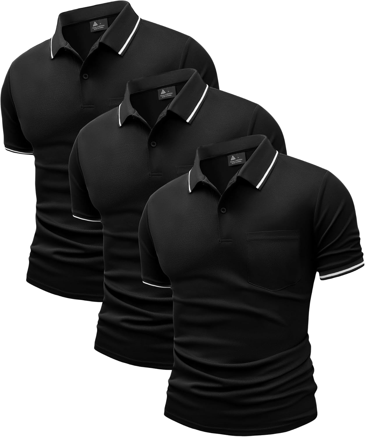ZITY 3 Pack Men Polo Shirts Short Sleeve with Pocket for Comfort
