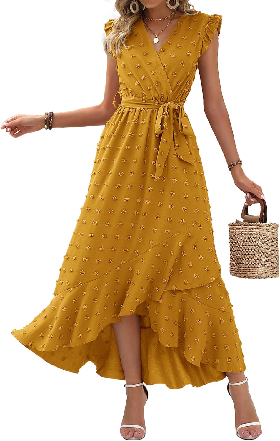 BTFBM Women V Neck Summer Dress for Beach Party and Cocktails