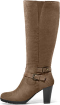 Knee High Chunky Heel Boots for Women - 3 in Heel, Zippered
