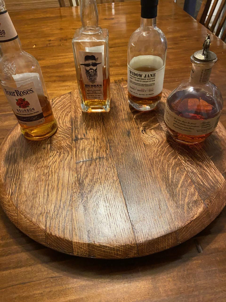 Handmade Oak Kentucky Bourbon Barrel Lid Lazy Susan Turntable