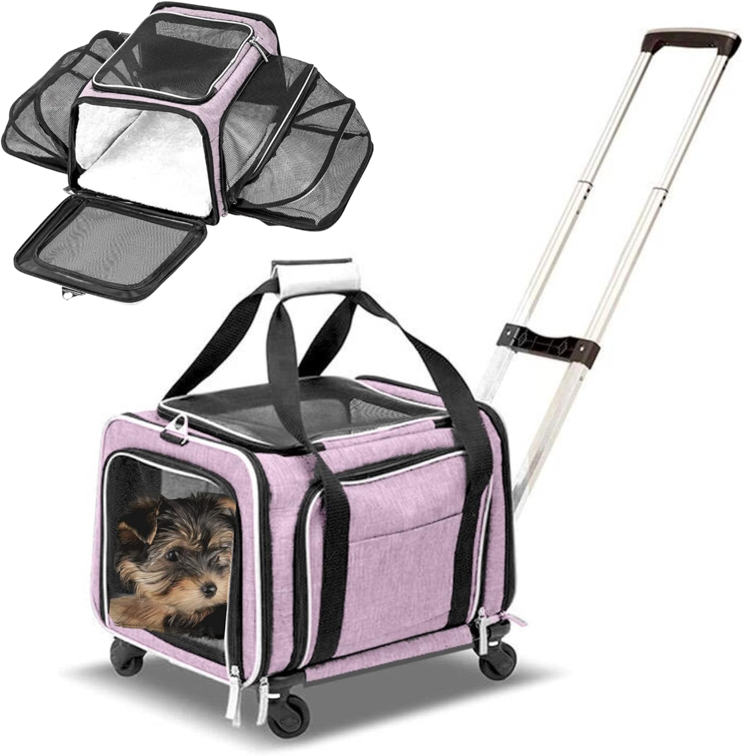 Airline Approved Expandable Pet Carrier on Wheels for Travel