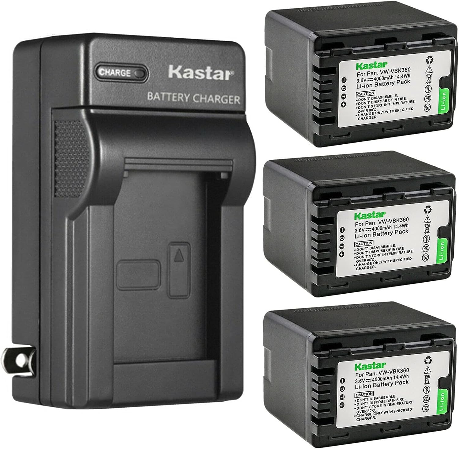 Kastar 3-Pack Battery and AC Wall Charger for Panasonic Cameras