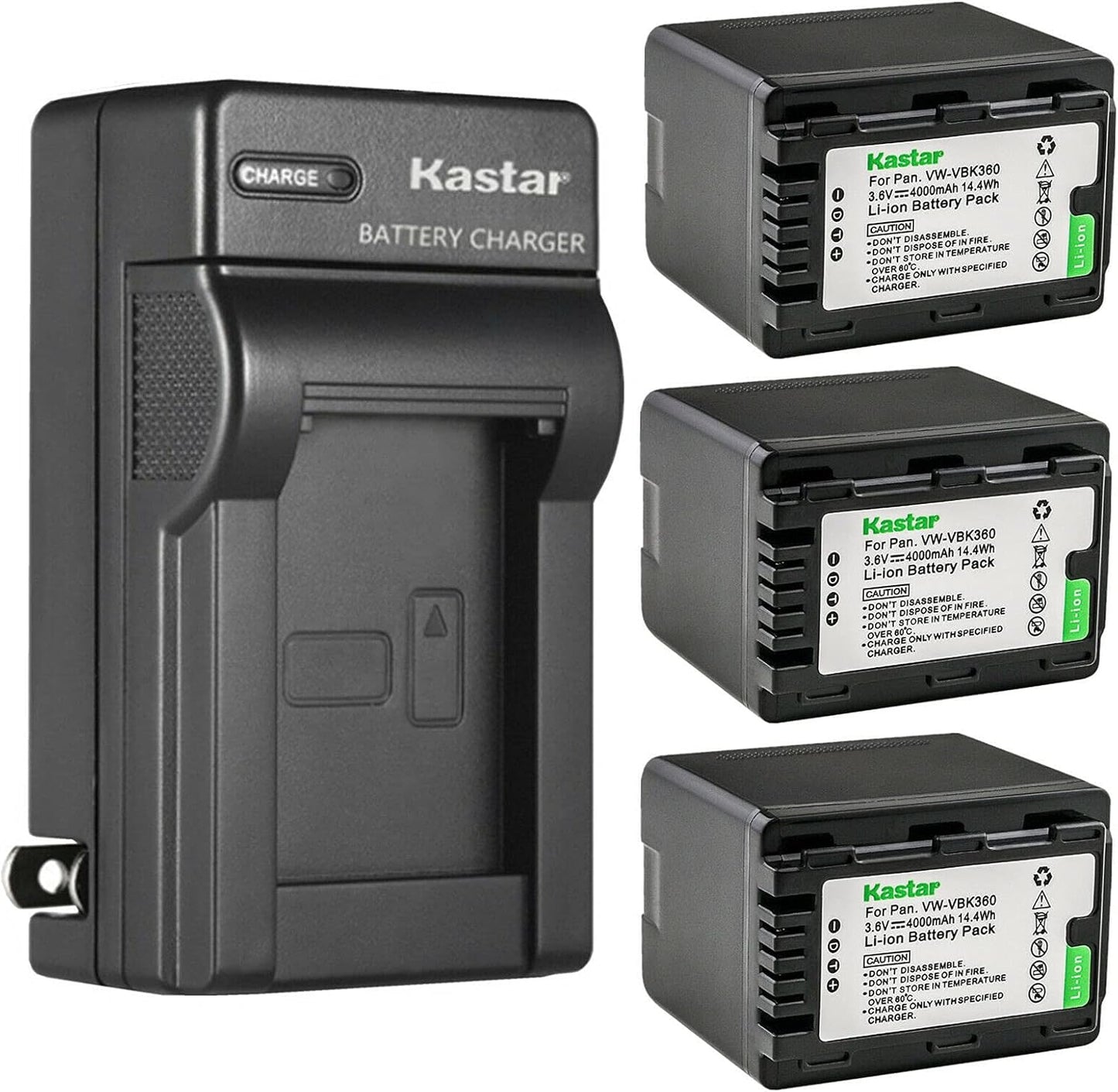 Kastar 3-Pack Battery and AC Wall Charger for Panasonic Cameras