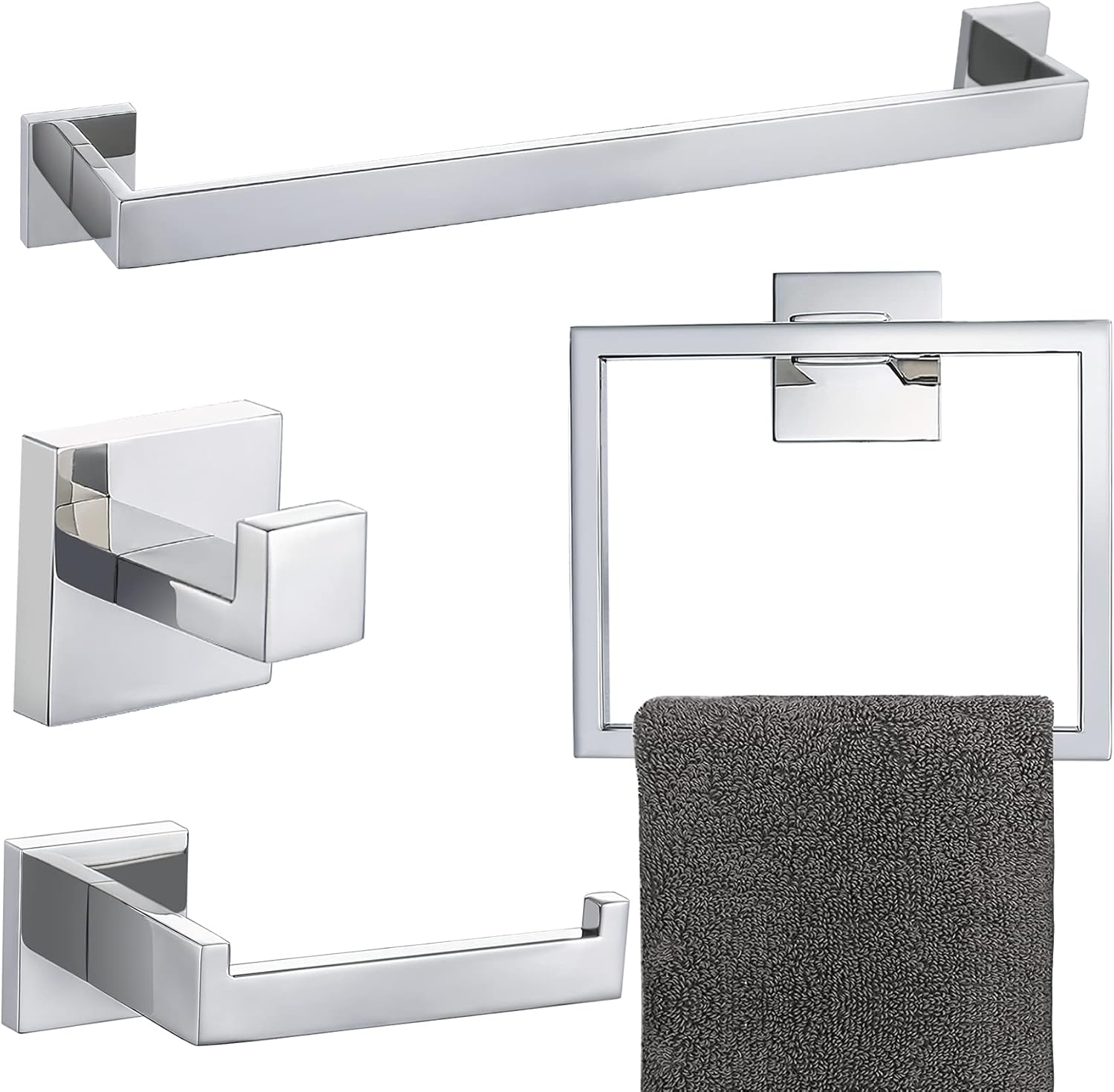 4-Piece Bathroom Hardware Set for Stylish and Organized Spaces
