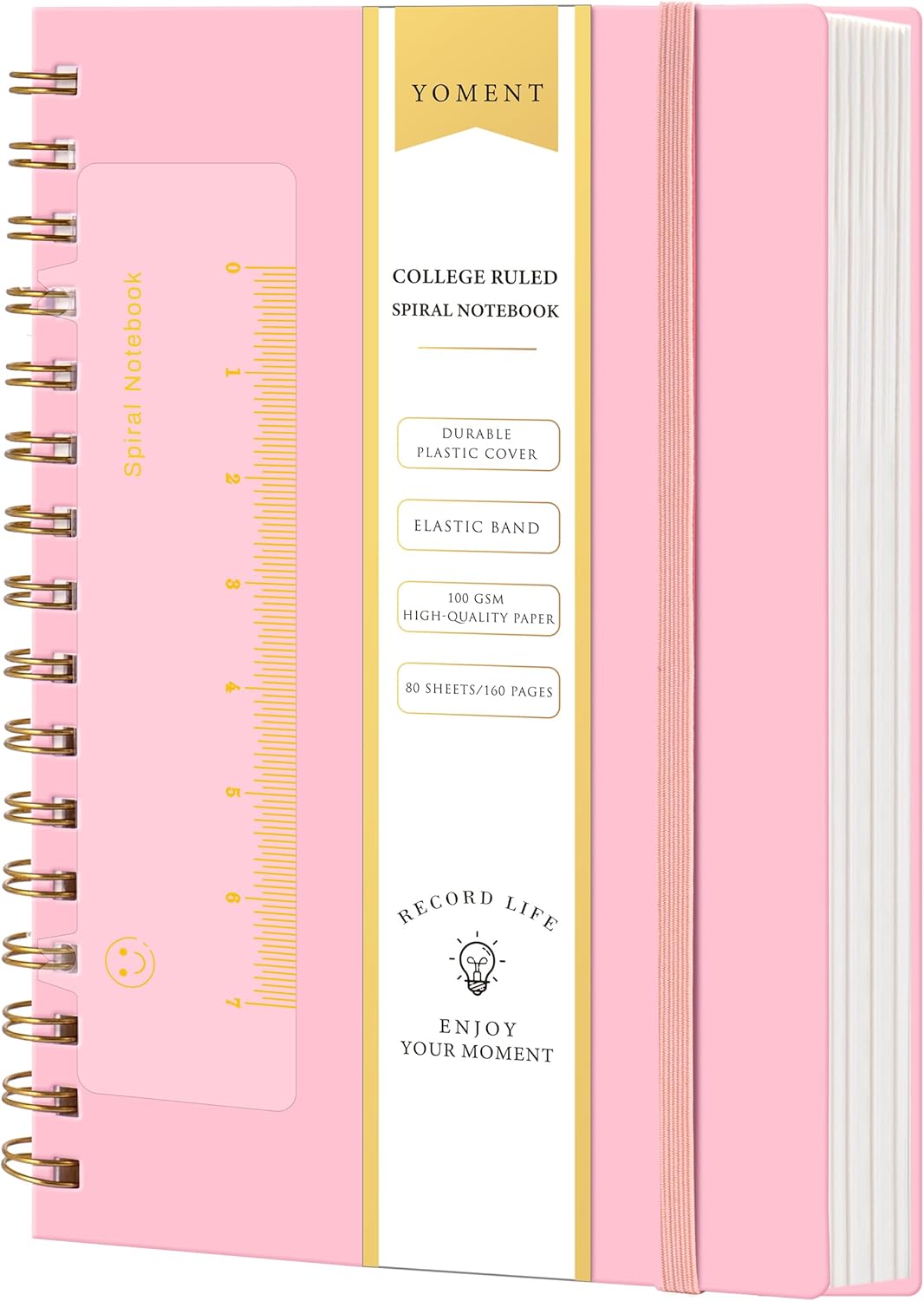 Yoment Pink A5 Spiral Notebook - Thick Pages, Durable Cover