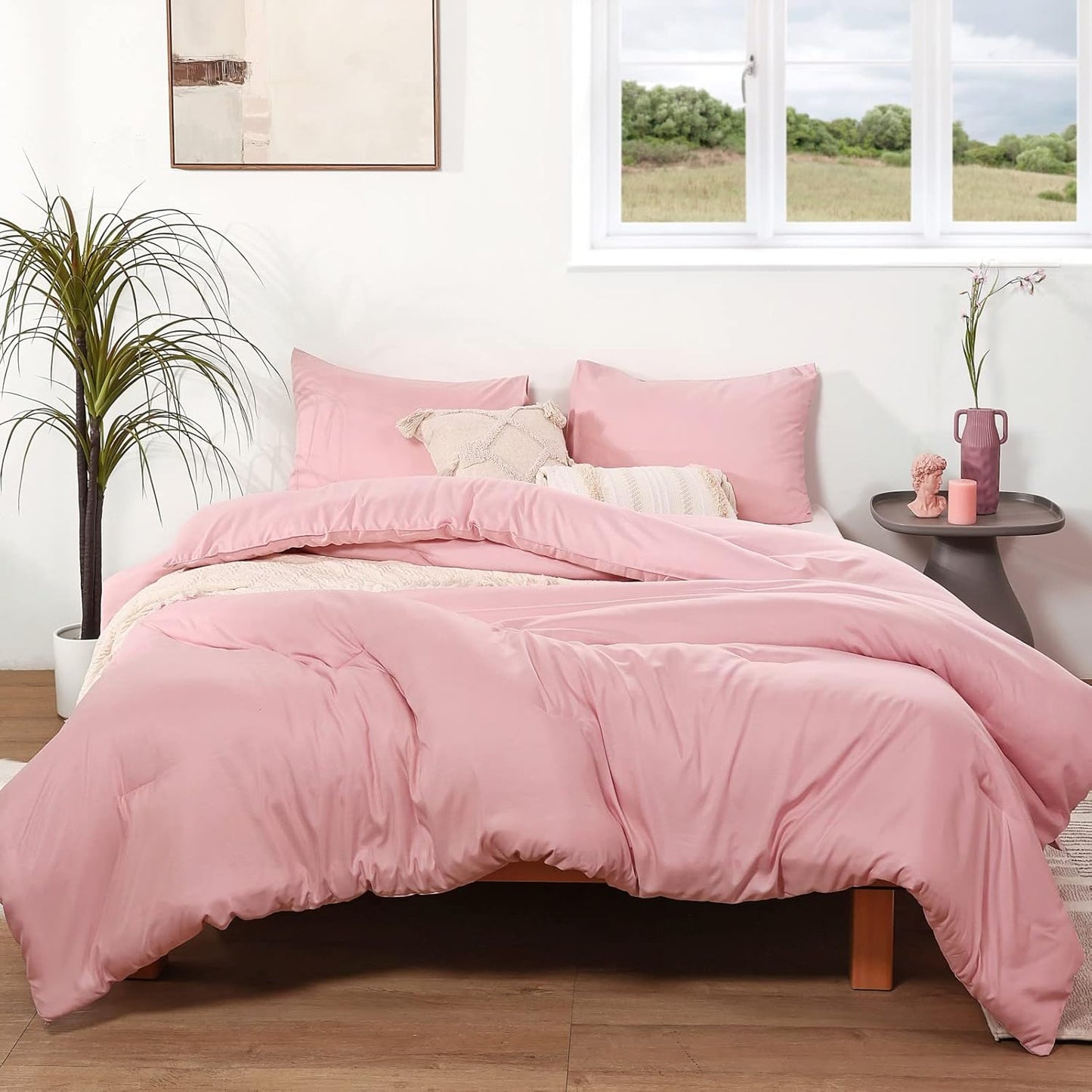 ROSGONIA Twin XL Comforter Set for College Girls in Pink