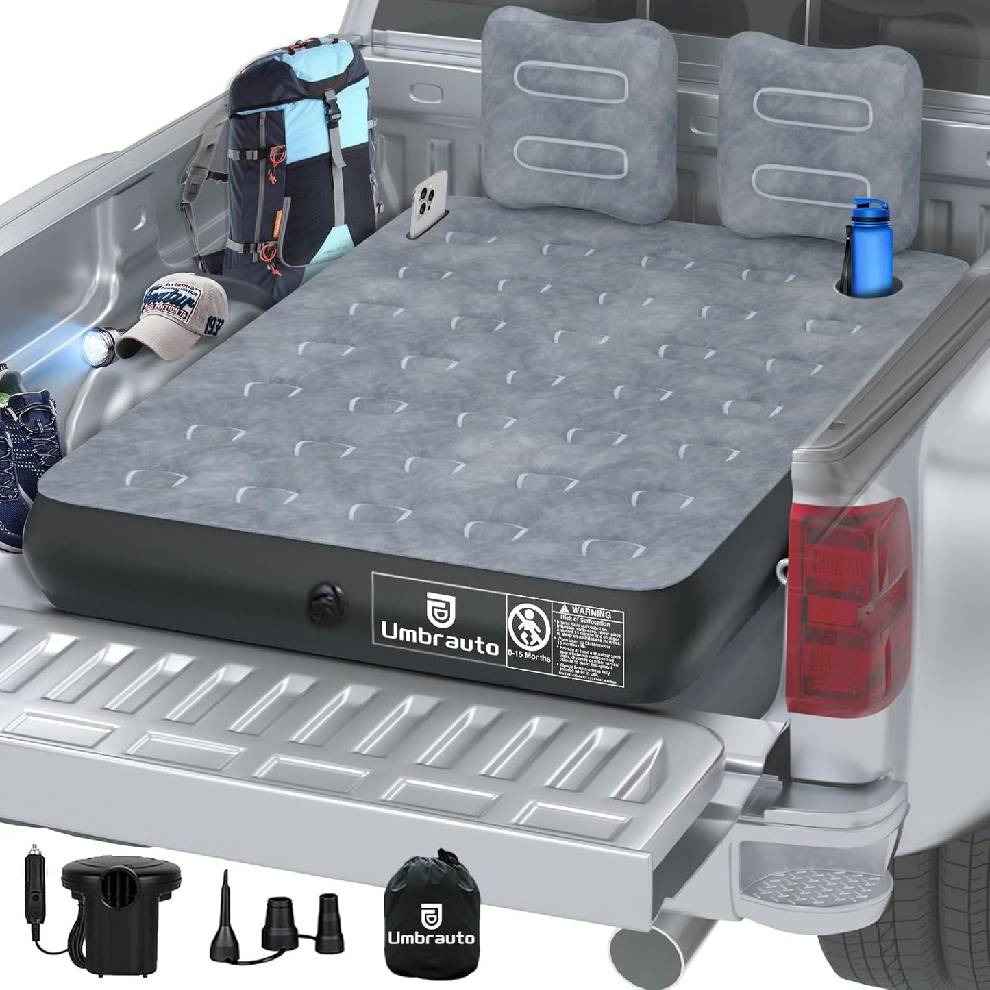 Inflatable Truck Bed Mattress: Quick Setup, Comfort Grey