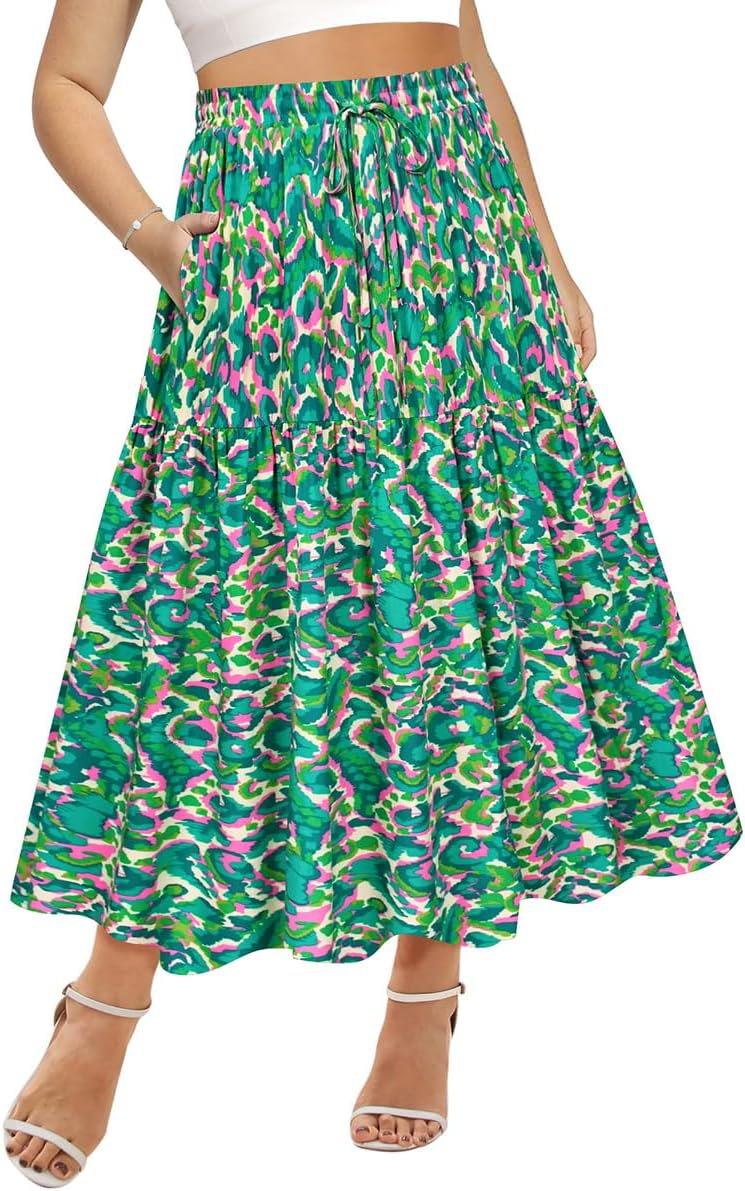 Plus Size Skirts for Curvy Women - Elastic High Waist Boho Style