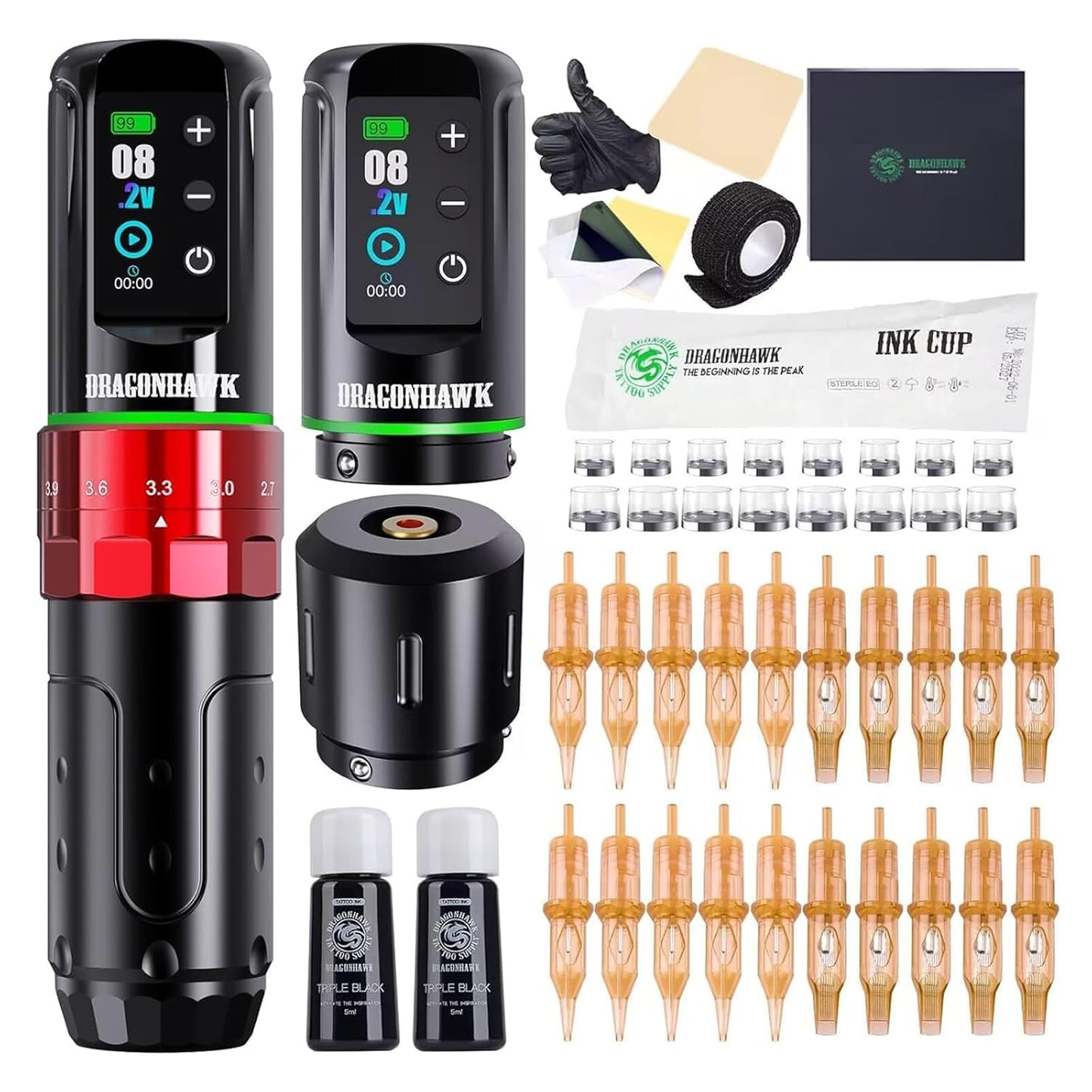 Dragonhawk L3 Tattoo Gun Kit Cordless Machine for Pro Artists