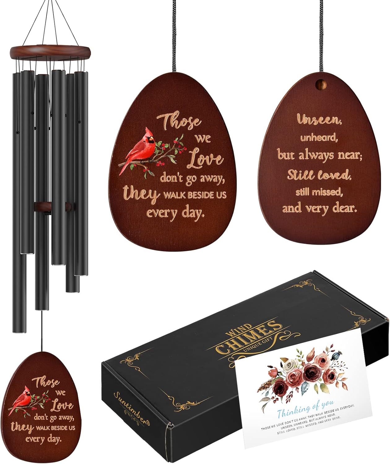 Cardinal Sympathy Wind Chimes for Loss of Loved One Gift
