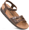 Platform Sandals for Women with Arch Support - Leather Wedge
